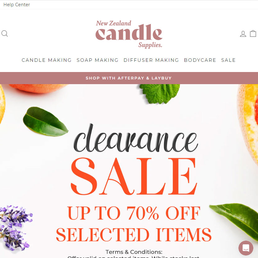New Zealand Candle Supplies website design and development